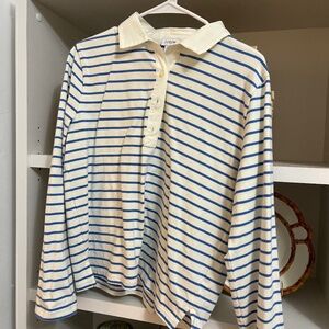 JCREW blue and white stripe polo shirt
